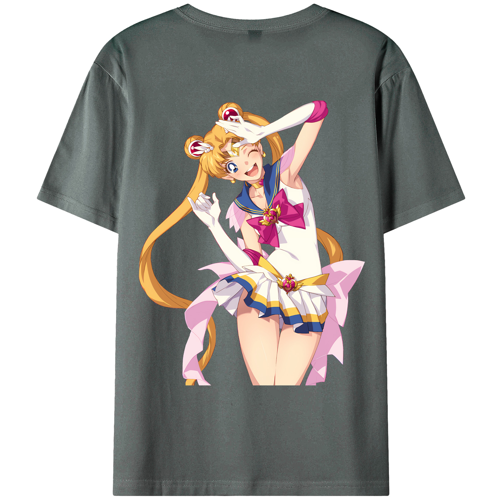 （画像用） 美少女戦士セーラームーン 月野 うさぎ つきの うさぎ Sailor Moon Tsukino Usagi 綿100％ メンズ半袖Tシャツ（バックプリント） 通気性